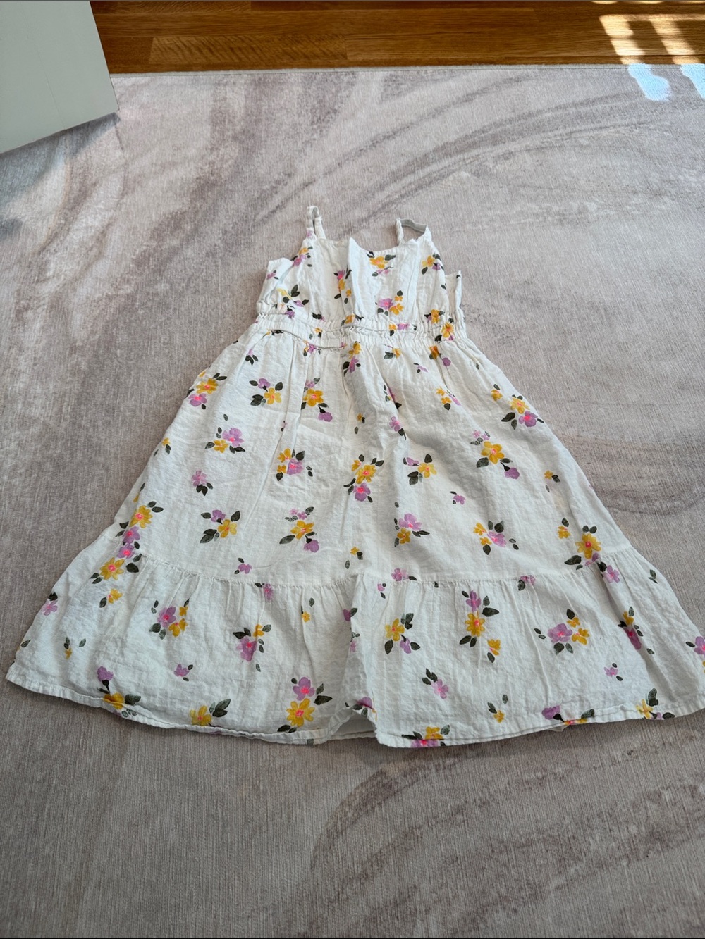 Cat & Jack White Floral Sundress with Pink & Yellow Blossoms